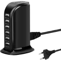 Huismerk Chargeur USB Multiple, 30W Multi-Port USB Charging Station 6-Port USB Power Charger USB Hub Multi-Port USB Charger Compatible avec iPhone 12/13/14/15/16/Samsung S21/S22/S23/S24/tablette, etc.