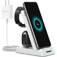 INF Chargeur sans fil 3 en 1 pour téléphone, montre intelligente,Câble de chargement Blanc