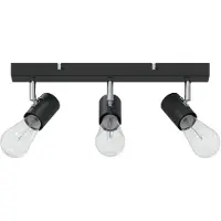 vidaXL Spot encastré avec spots Noir 38 x 6,5 x 11,5 cm Métal