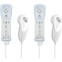 Infoboutik 2x Blanc Telecommande Avec Motion Plus + Nunchuck Blanc Compatible Nintendo Wii