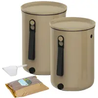 Skaza 2 Composteurs Bokashi,Plastique recyclé, marron,9,6l+1kg d'activateur