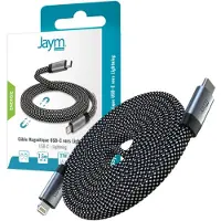 Jaym , Câble magnétique USB-C Lightning 27W 1.5m 3A Câble de charge Sync, Gris
