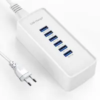 KRAMA HERITAGE CMJAAGUR-Chargeur Rapide Usb, Station De Charge Portable 6 Ports Pour Divers Appareils, Compatible Avec Les Chargeurs Usb Pour Iphone Ipad, Samsung, Google, Xiaomi, Huawei, Etc.[M831]