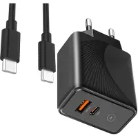 E.F.Connection Chargeur 30w 2 Ports - Pd20w+Qc3.0 Avec Câble Usb-C Pour Samsung Galaxy S24 Fe S23 Ultra S22 Plus S21 Fe S20 - Noir -