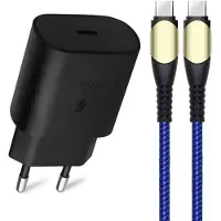 E.F.Connection Chargeur Pd Rapide 25w + Câble Usb-C Vers Usb-C 60w 1m Pour Samsung Galaxy A55 A25 A15 A05s A35 -