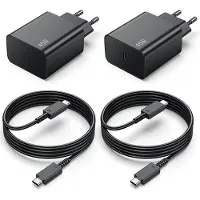 E.F.Connection 2 Chargeur Rapide 45W + 2 Câble USB-C 1M pour Samsung Galaxy S25 Ultra/S25 Edge/S25+/S25 FE - Noir - EFConnection