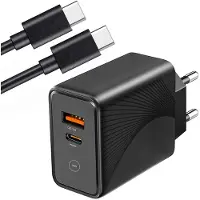 E.F.Connection Chargeur 30w 2-Port Pd 20w+Qc 3.0 Motif Rayons Avec Câble Usb-C 1m Pour Realme C11 C20 C21 C21y C25y -
