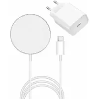 VISIODIRECT Chargeur Induction 15w Magnétique Compatible Magsafe + Adaptateur Secteur Pour Iphone 14 Pro Max - Blanc --