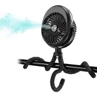Generique Ventilateur Portable à Clip pour poussette et bébé, Rechargeable par USB, avec trépied Flexible, réservoir d'eau de 50Ml