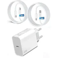 E.F.Connection Chargeur Rapide Usb-C 45w + Câble Usb-C 1m+1.8m Pour Samsung Galaxy A16 A17 A36 A56 A07 - Blanc - Efconnection