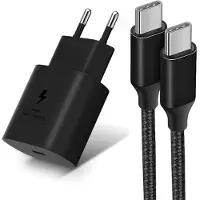E.F.Connection Chargeur Pd 25w + Câble Usb-C Vers Usb-C Nylon 1m Pour Xiaomi 12 Pro 12t 13 Ultra 11t Lite 11i Mi 11 Mi 10 - Noir -