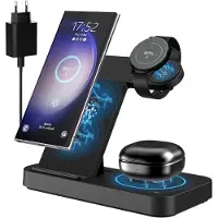 Huismerk 3 In 1 Inductive Charging Station For Samsung Galaxy Watch 5/5 Pro/4, Samsung Galaxy S23/S23 Ultra/S23+/S22/S21/S20/Note20, Galaxy Buds Pro.