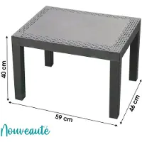 IPAE Progarden Table D'appoint Rotin Anthracite Design Effet Rotin, Résistante Aux Intempéries -
