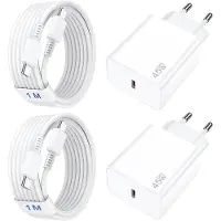 E.F.Connection 2 Chargeur Rapide 45W + 2 Câble USB-C 1M pour Samsung Galaxy A17 A07 A16 A36 A56 - Blanc - EFConnection