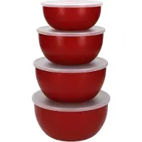 KitchenAid Bol mélangeur / bol mélangeur Core rouge empereur - avec couvercles - 4 pièces