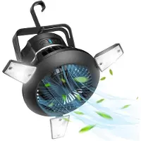 Generique Ventilateur de Camping Portable Rechargeable avec crochet de suspension, ventilateur solaire avec lumière, Mini ventilateur sur pied USB