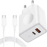 E.F.Connection Chargeur 30W 2-Port QC 3.0+PD 20W avec Câble USB-C pour Google Pixel 7 / 7 Pro / 6 / 6 Pro / 6A -