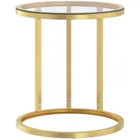 vidaXL Table d'appoint Doré et transparent 45 cm Verre trempé