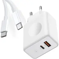 E.F.Connection Chargeur Usb 30w 2-En-1 Pd 20w+Qc 3.0 Avec Câble Usb-C 1m Pour Redmi Note 9 Pro Note 9s Note 9t - Blanc -