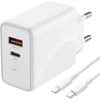 E.F.Connection Chargeur Usb 30w 2-En-1 Pd 20w+Qc 3.0 Avec Câble Usb-C Pour Xiaomi Mi 10 / 10 Lite / 10 Pro / 10t / 10t Lite / 10t Pro -