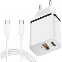 E.F.Connection Chargeur Secteur Mural 2 Ports [Pd + Qc 3.0] + Câble Usb-C Pour Samsung M13 M23 5g M32 M33 5g M52 5g -
