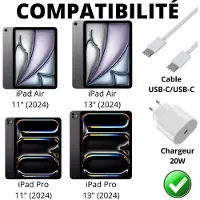 Phonillico Chargeur Rapide 20W + Cable USB-C USB-C 1 mètre pour iPad Air 11" 2024 / iPad Air 13" 2024 / iPad Pro 11" 2024 / iPad Pro 13" 2024