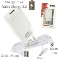 Acce2s Pour Samsung Galaxy Note 10 Plus : Chargeur Rapide Quick Charge 2a Câble Long Universel
