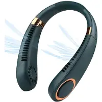 Generique Ventilateur de cou Portable sans lame, ventilateur personnel pliable, à piles, mains libres, 3000 Mah Max 21H