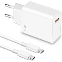 E.F.Connection Chargeur Rapide 33w + Câble Usb-C 6a 1 Mètre Pour Xiaomi Redmi 12, Redmi 13c, Redmi 9, 9a, 9c, 10a, 9t, 10c - Booling