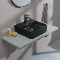 KIAMAMI VALENTINA LAVABO CARRÉ EN CÉRAMIQUE NOIRE À POSER