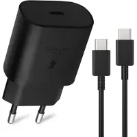 E.F.Connection Pack Chargeur 25w Blanc Type-C + Câble Type-C Pour Samsung Galaxy A12 A13 A04s A22 A33 A52 A52s A53 5g - Noir -