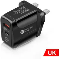 Generique Chargeur Avec Prise Eu/ Us/Royaume Uni 20w Pd Charge Rapide 3.0 Pour Téléphone Portable, Pour Iphone12 11 Type C 3.0 Pour Xiaomi
