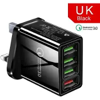 Generique Chargeur Multi-Ports 4 Usb Qc3.0 Standard Européen Pour Téléphone Portable, Charge Rapide De Voyage