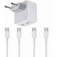 VISIODIRECT Chargeur Rapide 35w Double Usb C + 2 Câbles Usb-C Vers Usb-C Pour Realme 8 6.4"/Realme 8 Pro 6.4" Couleur Blanc -