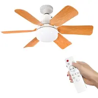 FOLAYA Ventilateur De Plafond Avec LumièRe Et Telecommande, 30w/40w Lampe Ventilateur Plafond Avec Douille E27, 6 Pales, 3 Vitesses, Silencieux, Lampe Ventilateur Plafond Pour Salon, Chambre, Coucher (40W)