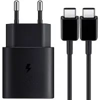 E.F.Connection Pack Chargeur 25w Noir Type-C + Câble Type-C Pour Samsung Galaxy A02s A03s A14 A20e A21s A23 4g/5g -