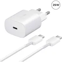 VISIODIRECT Chargeur Rapide 25w Usb-C + Câble Usb-C Vers Usb-C Pour Samsung Galaxy Tab S7 Fe 5g 12.4" Couleur Blanc