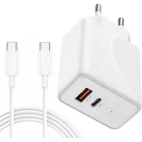E.F.Connection Chargeur 30w 2-Port - Pd 20w + Qc 3.0 Avec Câble Usb-C 1m Pour Redmi Note 12 Pro / Note 12 / Note 12 Pro+ -