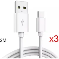 E.F.Connection Pack-3 Câble Charge Usb-C Pour Oppo Reno 6, 6 Pro, Find X5, Find X5 Lite, Find X5 Pro - 2 Metre Blanc -