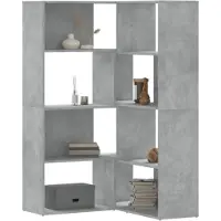 vidaXL Bibliothèque d'angle à 4 niveaux gris béton bois d'ingénierie