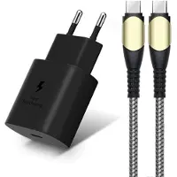 E.F.Connection Chargeur Secteur Rapide 25w + Câble Usb-C Vers Usb-C 60w Pour Samsung Galaxy A14 A13 A12 A03s A04s A22 A23 A24 -