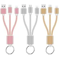 OEM Cable Chargeur 2 En 1 Porte-Clefs Pour Ultimate Ears Blastandroid & Apple Adaptateur Micro Usb Lightning Metal Nylon - Argent