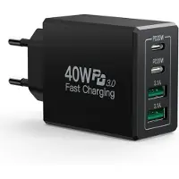 GDFHDHDFHDF Chargeur USB C Rapide,40W 4-Port Prise USB C Chargeur iPhone Bloc Secteur Multiple USB PD+QC USBC Adaptateur Embout pour iPhone 15 Pro Max 14 13 12 11 XR XS X 8 Plus Se, iPad, Samsung Galaxy Tablette