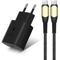 E.F.Connection Chargeur Adaptateur 25w + Câble Usb-C Rapide 60w Pour Oppo A16 A16s A53 A53s A54 A55 A56 A72 A93 A93s - Noir -