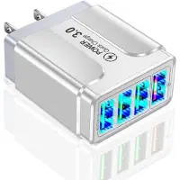 Generique Chargeur Rapide Usb À 4 Ports, 3.0 4.0 Led, Universel, Mural, Pour Téléphone Portable, Tablette, Iphone 12, Huawei