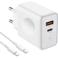 E.F.Connection Chargeur Prise 30w [Pd 20w+Qc 3.0] + Câble Usb-C 1m Pour Redmi Note 11/11s Note 11 Pro 4g/5g - Blanc -