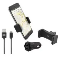 TNB Pack Chargeur Allume-Cigare 2 Usb + Câble Micro Usb + Support Grille Compact
