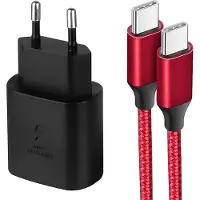 E.F.Connection Chargeur Rapide Usb-C 25w + Câble Usb-C Nylon 1m Pour Iphone 16 Pro / Iphone 16 Pro Max / Iphone 16 / Iphone 16 Plus -