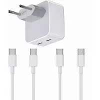 VISIODIRECT Chargeur Rapide 35w Double Usb C + 2 Câbles Usb-C Vers Usb-C Pour Xiaomi Redmi 10c 6.71"/Xiaomi Redmi 12c 6.71" - Blanc -