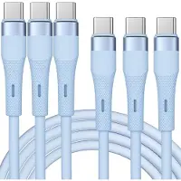 E.F.Connection Lot-3 Câble Type-C Charge Rapide 60W pour Redmi 13C, 14C, Redmi Note 13 Pro, Note 14, Note 12 4G/5G, Note 11/11S - 1M Bleu -